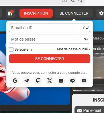 Fenêtre de connexion Megapari Côte d'Ivoire avec les identifiants de compte