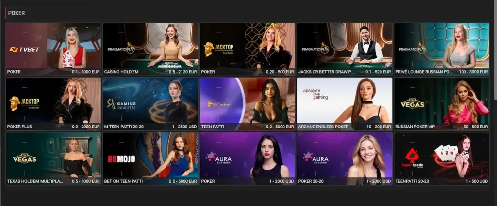 Salle de poker en direct Megapari Côte d'Ivoire avec le Casino Hold'em